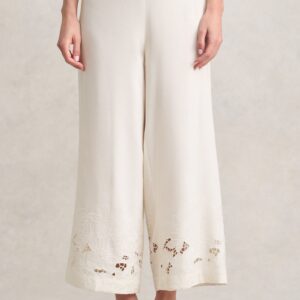 7/8th Embroidered Pant - Warm White