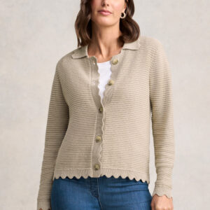 Scallop Detail Cardigan ?C Stone